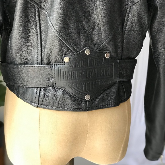 VTG Harley Davidson Cropped Leather Jacket - Picture 11 of 16